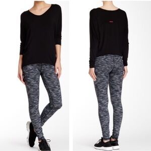 🖤 ZELLA 🖤 Black White Space-Dye Striped Live In Leggings Size Small 🖤‎